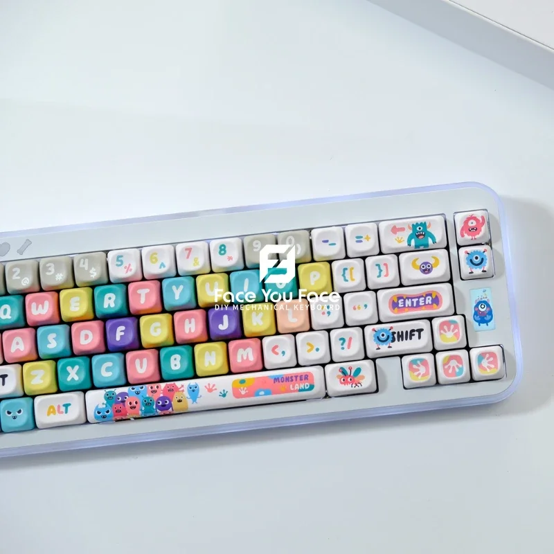 Imagem -03 - Teclas Conjunto Tampa Chave Monstro Pbt Moa Perfil Duplo Tiro Teclado Mecânico de Sublimação Térmica para Personalização 129