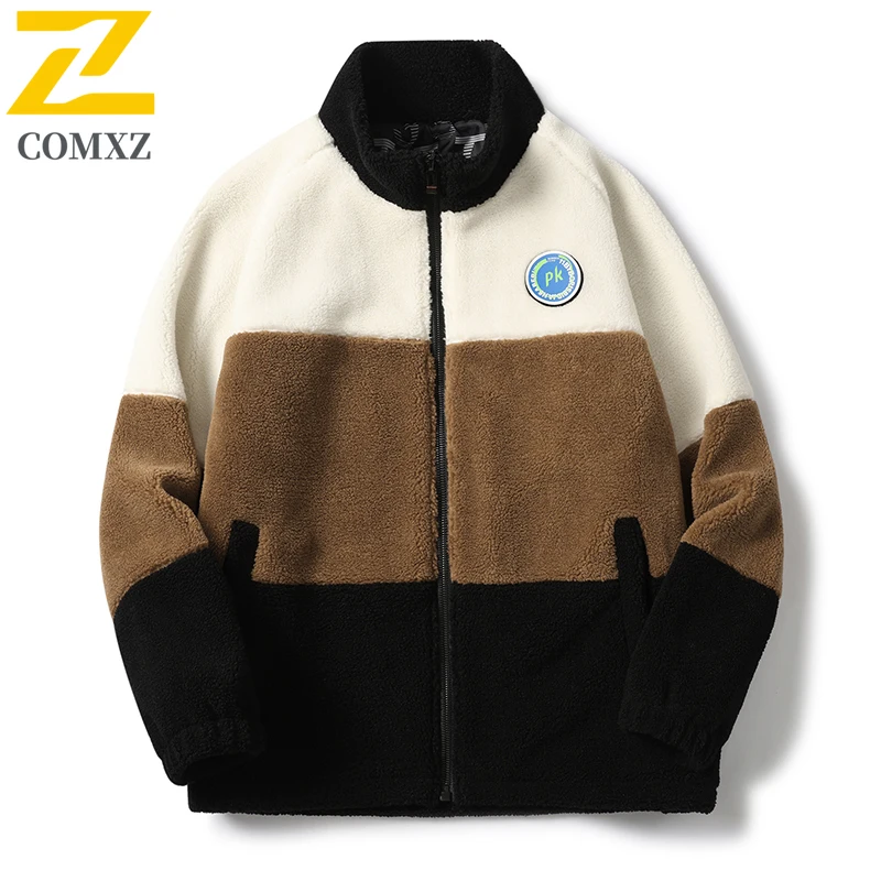 

EiAO Jacket Plus Size Sherpa Fleece Fall Couple's Colorblock Windproof Waterproof Outdoor Coat for Hiking Camping Fishing 2025