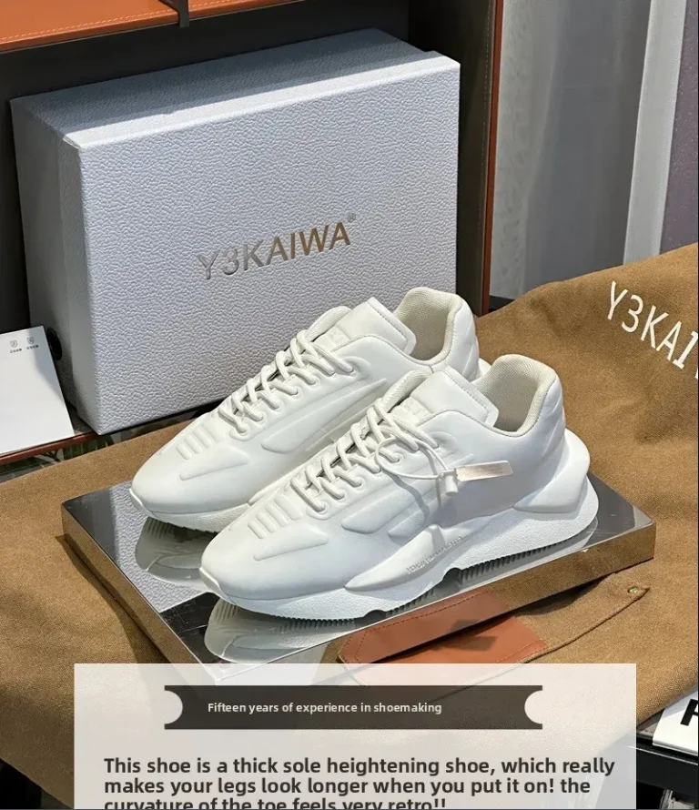 Y3 King Shoe Pure White Mecha Leather Men's Shoe 3D Breathable Bread Shoe Black Samurai Thick Bottom Dad Shoe