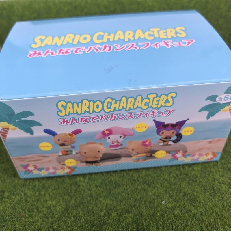 ฟิกเกอร์อนิเมะซานริโอ เฮลโลคิตตี้ คุโรมิ แมวเคทีผิวสีดำ เมโลดี้ ซีรีส์วันหยุดพักผ่อนริมทะเล กล่องสุ่มของเล่นตกแต่ง ของขวัญสำหรับเด็ก