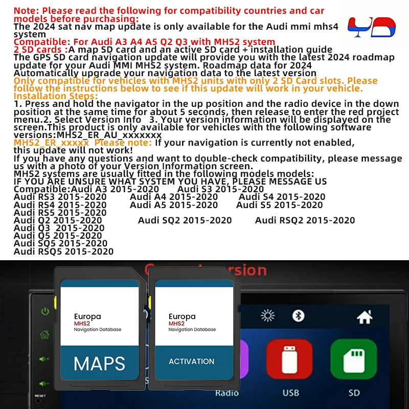 

2024 Navigation SD Card Satellite Map Update for Audi MMI MHS2 A3/A4/A5/Q2/Q3 GPS SD Card