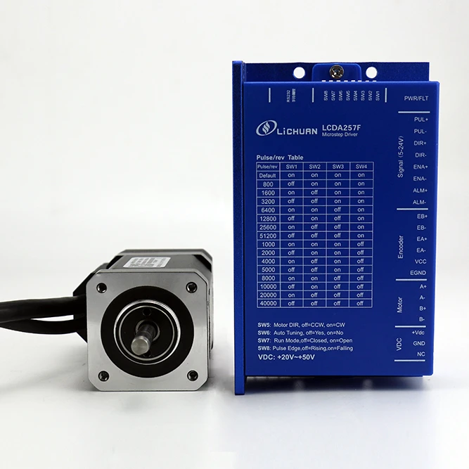 

Драйвер шагового двигателя Lichuan Nema 23 Шаговый двигатель 2N.M 3A 2-фазный шаговый двигатель с замкнутым контуром и комплект драйверов LCDA257S + LC57H276