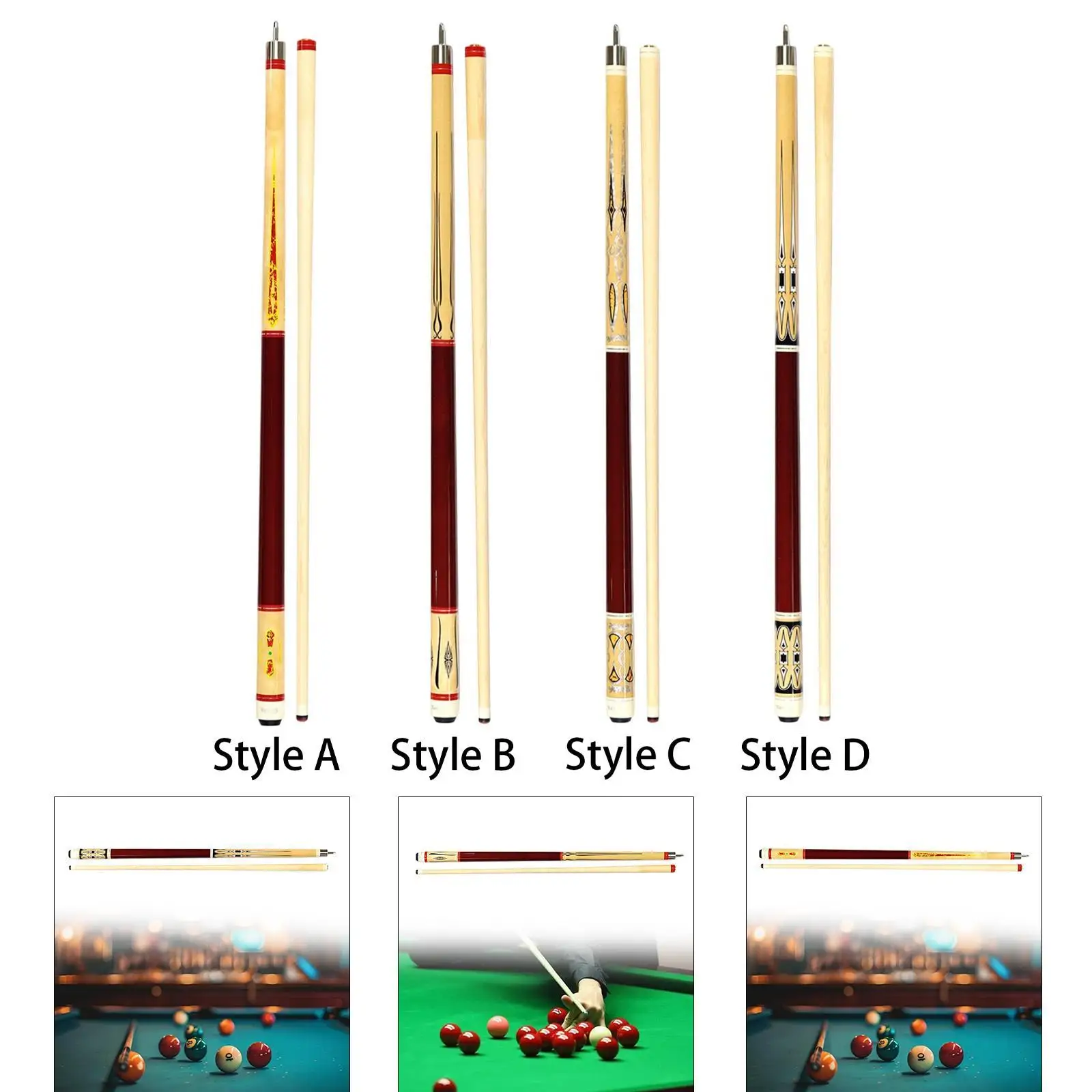 

Pool Cue 58" 19oz Nine Ball Portable Billiard Pool Stick 13mm Tip for Beginners
