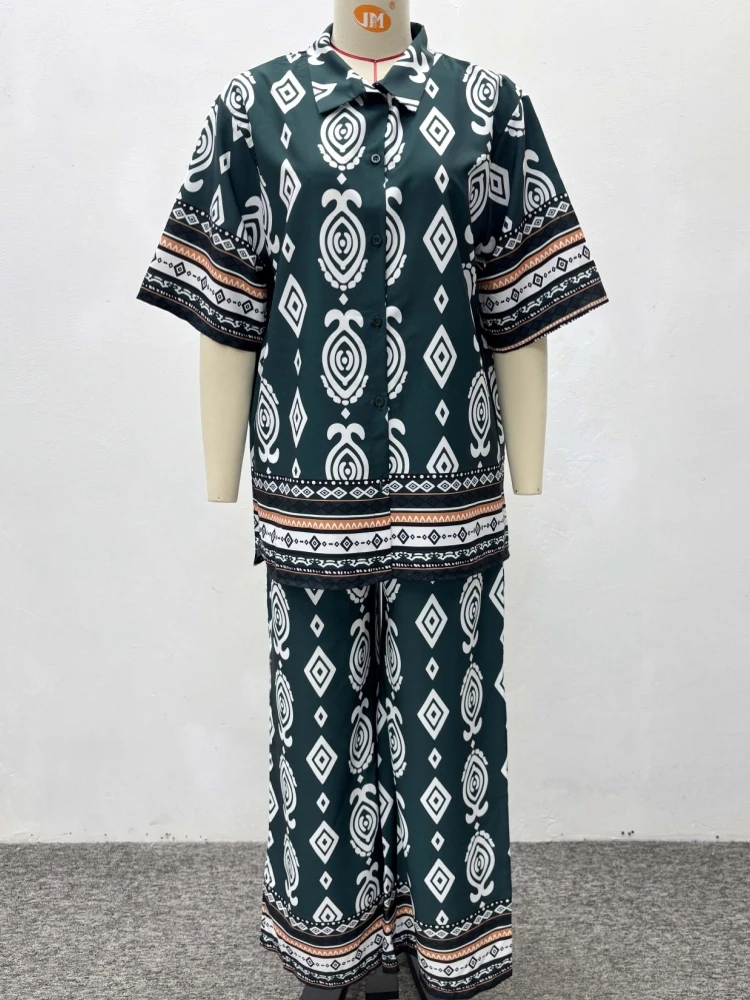 

Женские комплекты из двух предметов Dashiki, Новое поступление в африканском стиле, весна-лето, одинаковые комплекты из двух предметов, топ и брюки, костюмы, одежда