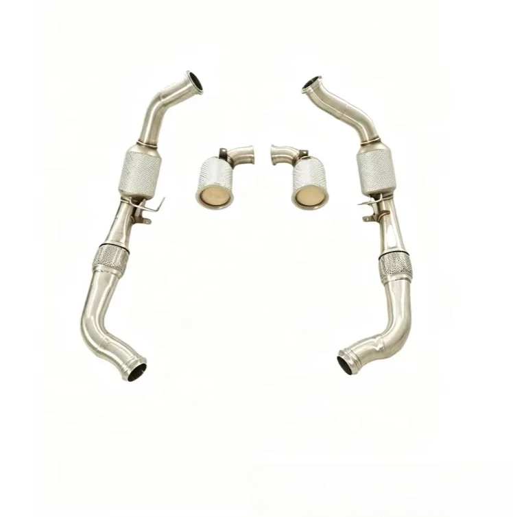 High Performance Active Sound Exhaust Muffler 300 Cells Downpipe with Heat Shield for 976