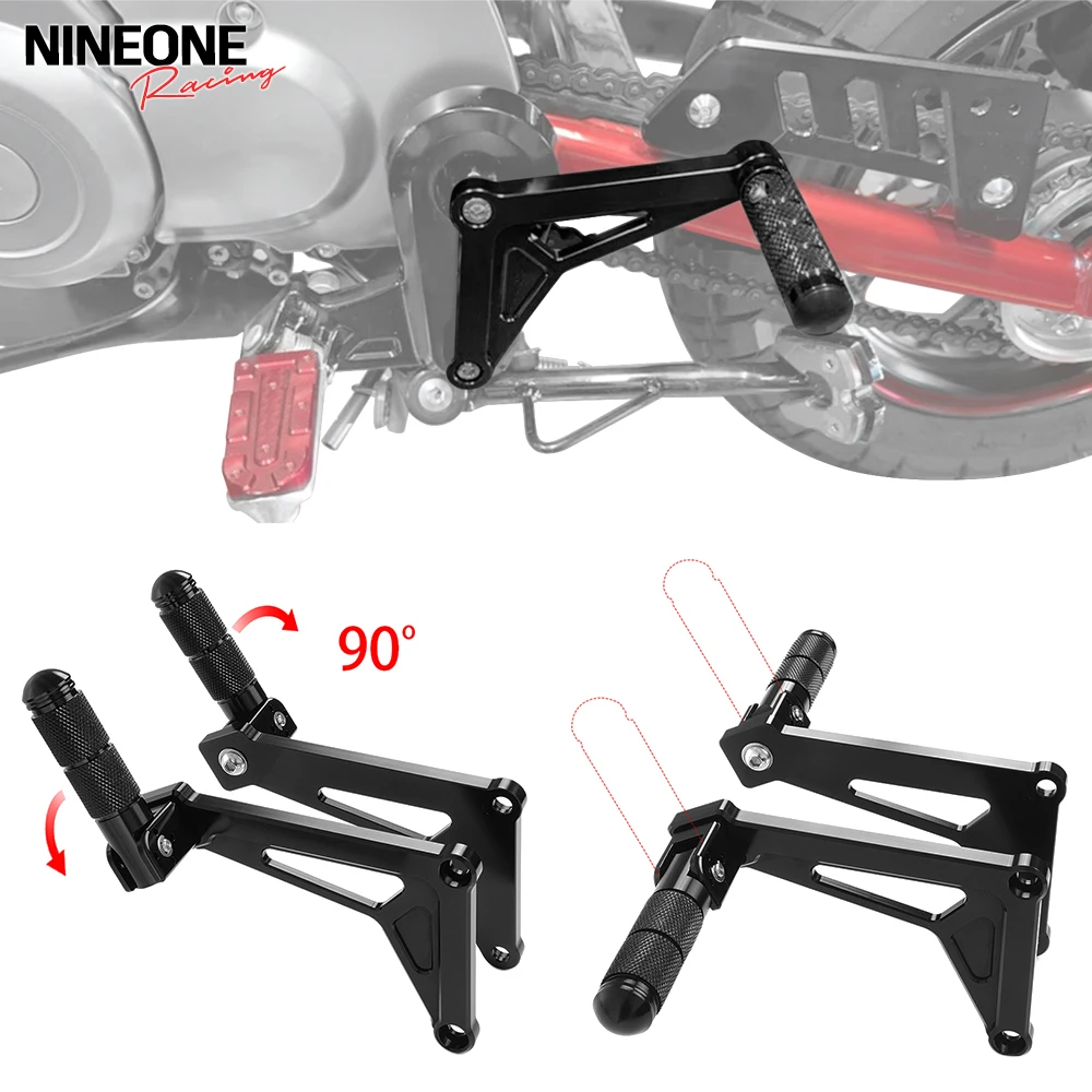 

For Honda Monkey 125 Z125 JB02 JB03 2018-2025 CNC Folding Rear Passenger Footpegs Extended Larger Foot Rest Pedals With Bracket