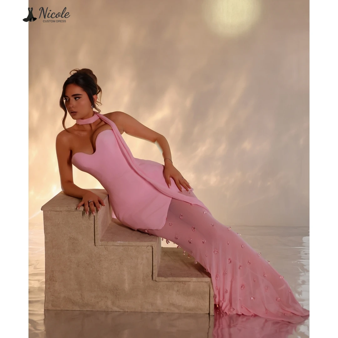 

Nicole Fishtail Skirt Wedding Evening Dress Woman Custom Made Ribbon Elegant Party Dresses 2025 Off-shoulder Robe Soiree Prom