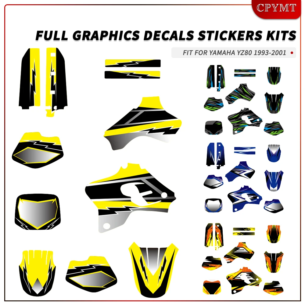 

Полный комплект графических наклеек, водонепроницаемые стикеры для мотоцикла Yamaha YZ80 YZ 80 (1993–2001), полный набор