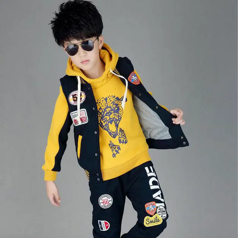 Boys Sweatshirts + Trousers Cotton 2PCS/Set Kids Sport Suits 2023 Elegant Winter Autumn Plus Size Teenagers Children Sets