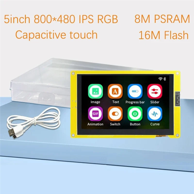 【FAST-SALE】ESP32-S3 5-Inch IPS 800X480 RGB LCD TFT Display Module HMI 8M PSRAM 16M Flash WIFI BT Smart Display MCU