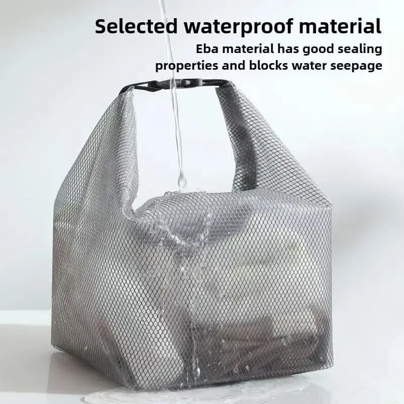 Portable Travel Toiletry Bag — Gray Mesh Cosmetic Organizer (Wet/Dry Separation Design) — Waterproof Wash Bag for Swimming, Gym, and Outdoor Activities