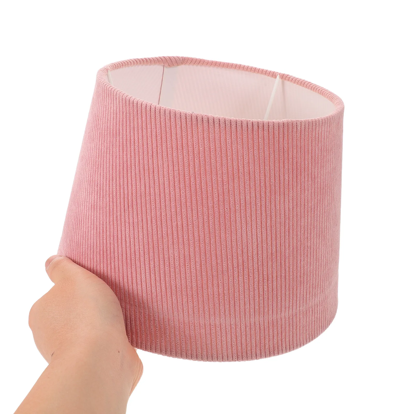 Small Pink Fabric Lampshade Barrel Shape for Table Floor Pendant Light Replacement Bedroom Living Room Kitchen Interior Lamp