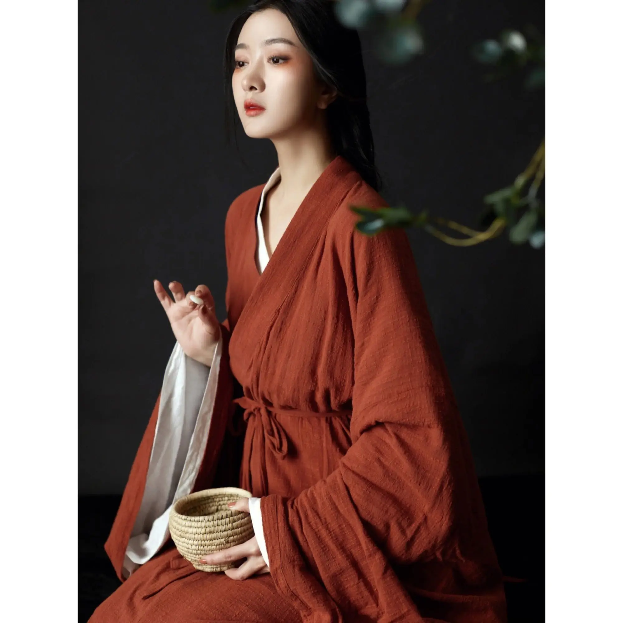 

Chinese Antique Hanfu Women's Super Immortal Ancient Style Full Waist Solid Color Straight Train Super Immortal Elegant Cross Co