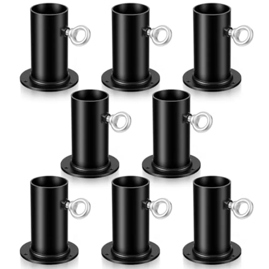 

8 Pack 2" Black Canopy Fittings Short Foot Pad Base Plate with Fastening Knob Metal Tent Stake Foot Pad Plate Accessory for Bat