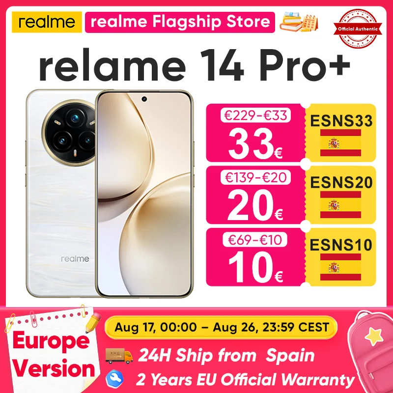 Realme 14 Pro Plus 5g Smartphone Global Version Android Nfc Original Snapdragon 7S Gen 3 6.83'' 120Hz Oled Display 50Mp Camera