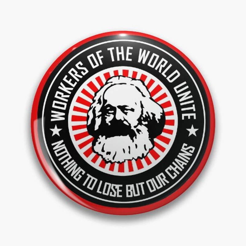 Communist Flag Sometimes History Needs a Push Brooch Pin Karl Marx Quote Lenin Proud Socialist Badge Collection Gift 58mm