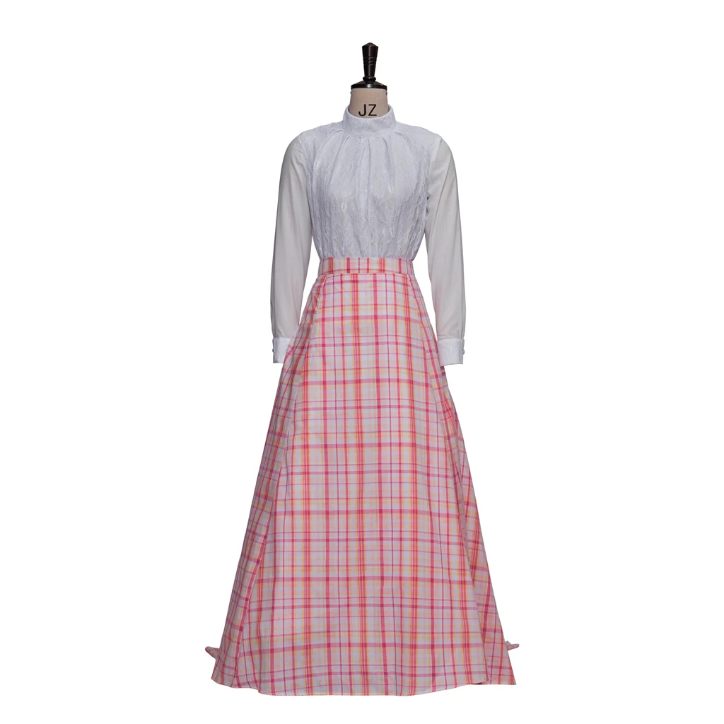 여성을위한 빅토리아 드레스 의상 정장 에드워드 디럭스 격자 무늬 드레스 볼 가운 18 세기 여성 로코코 탑 스커트 의상