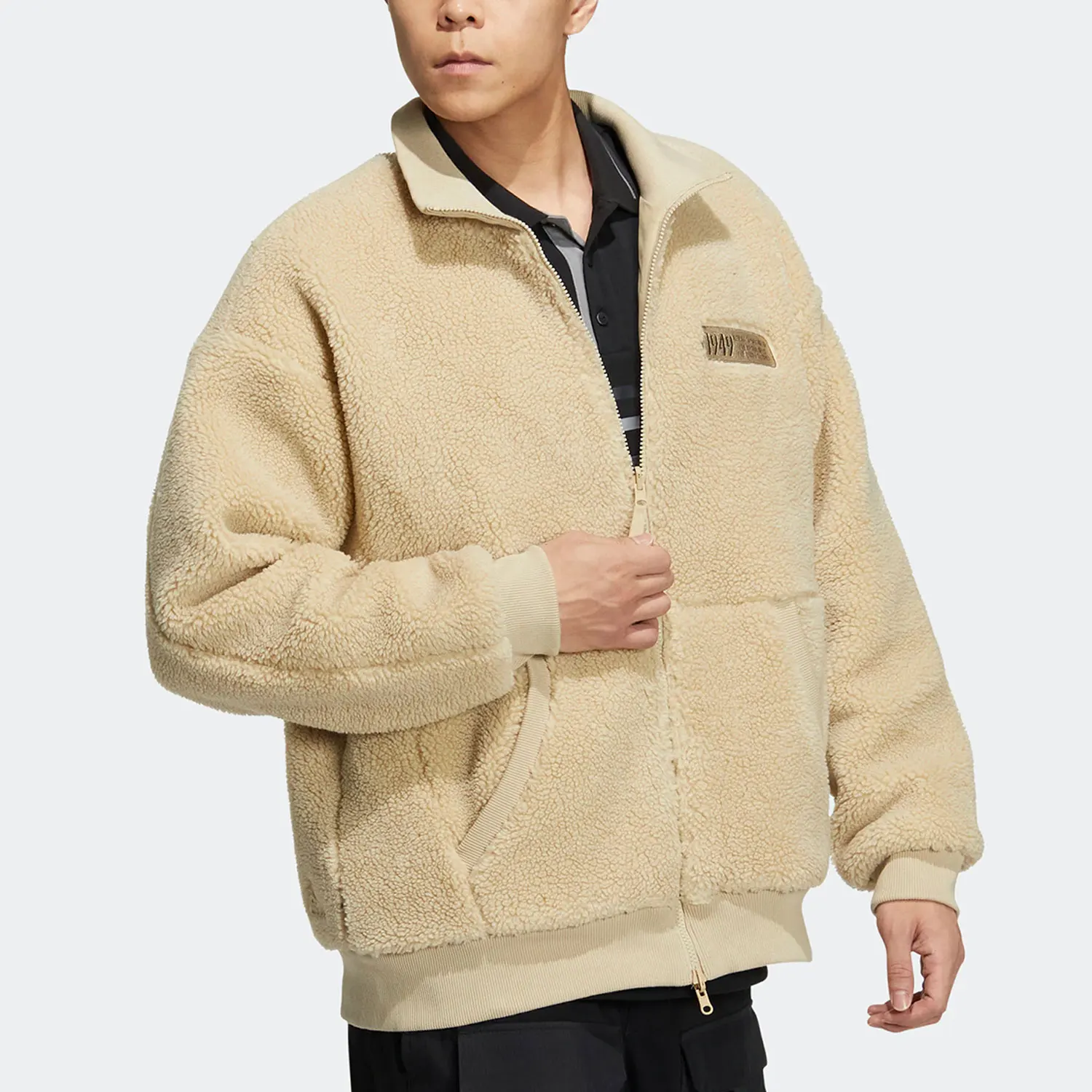 

Официальная новая мужская флисовая свободная куртка Adidas IK3506