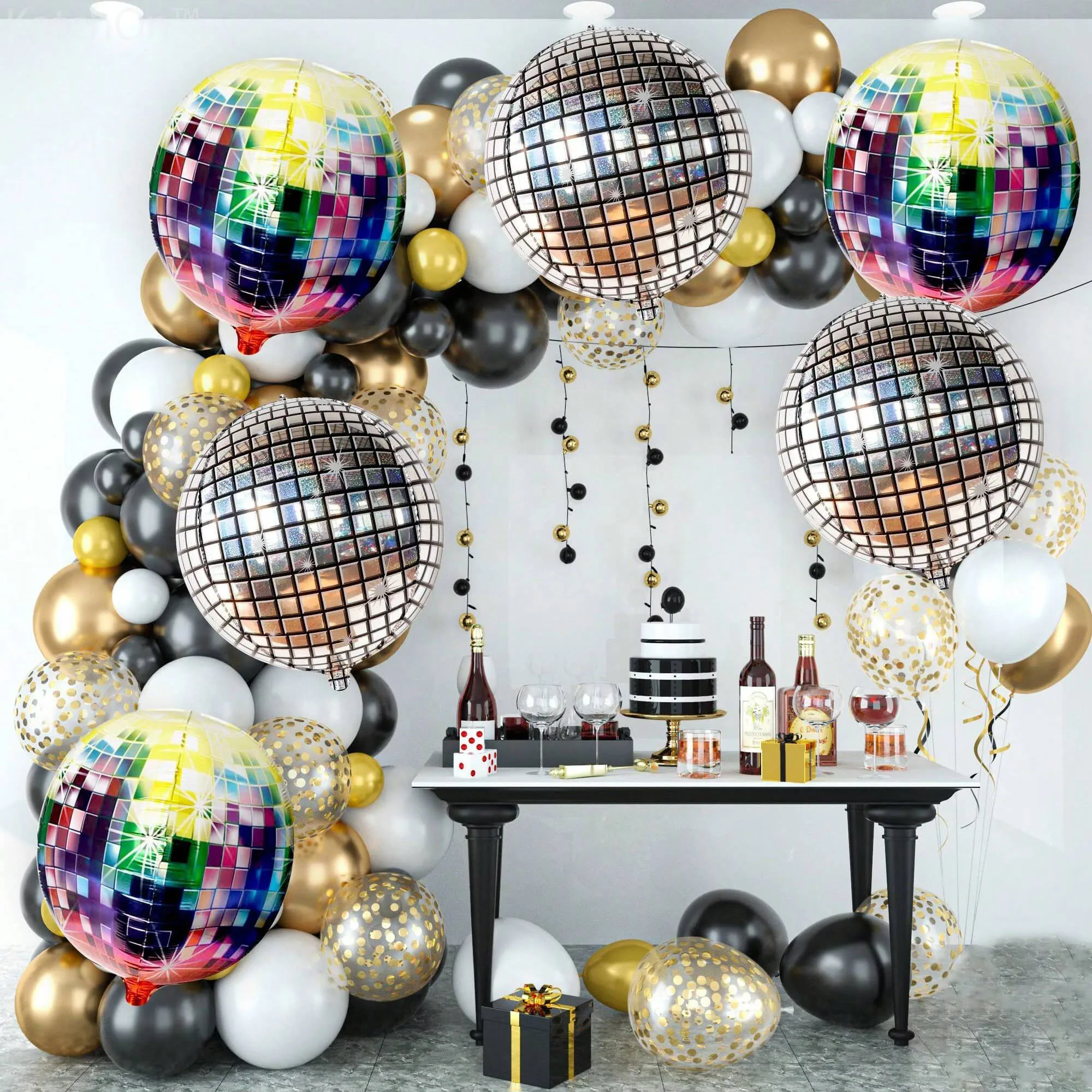 7pcs/set, large multi-color disco balloons,disco party decorations | Silver disco balloons for 80s and 70s party decorations