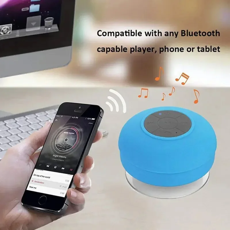 Bathroom Waterproof Wireless Bluetooth Speaker Large Suction Cup Mini Portable RGB Light Stereo Speaker for Outdoor Sports