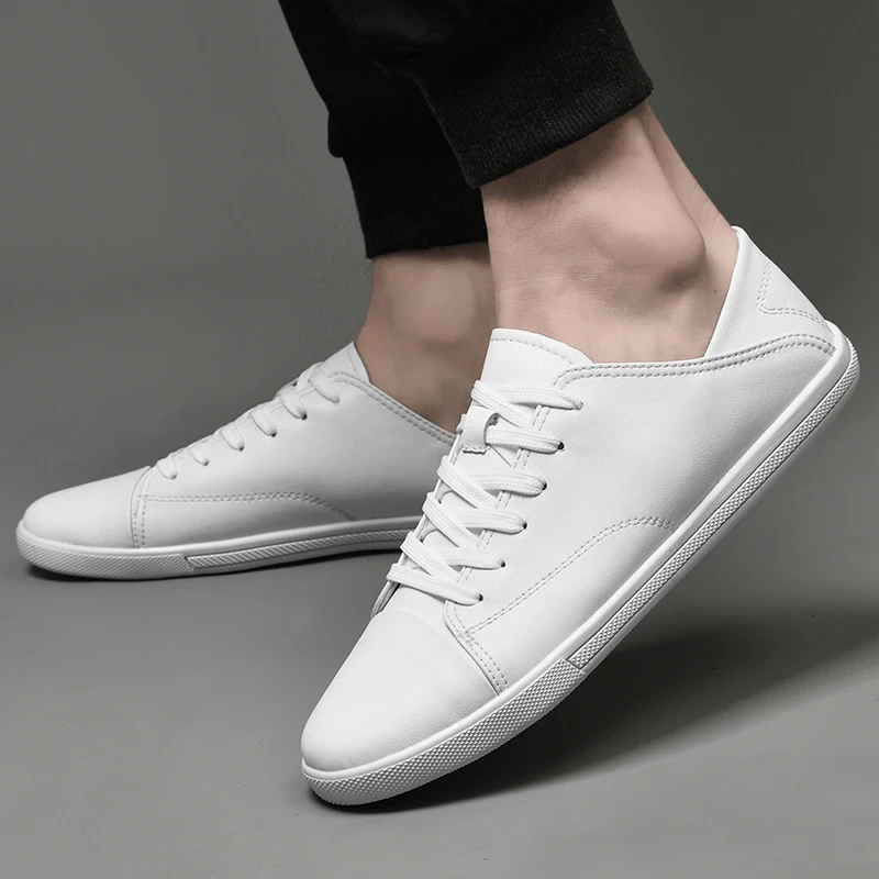 Brand New Men Cowhide Small White Shoes 2023 Spring/Summer New Low Top Casual Shoes Breathable Shoes Genuine Leather Board Shoes