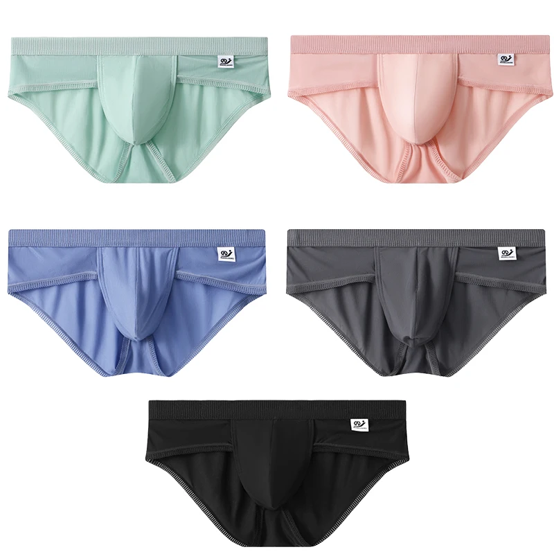 5 Pcs/Lot New Men's Ice Silk Mesh Briefs Underpants Breathable Quick Drying Underwear New Shorts Triangular Summer Panties