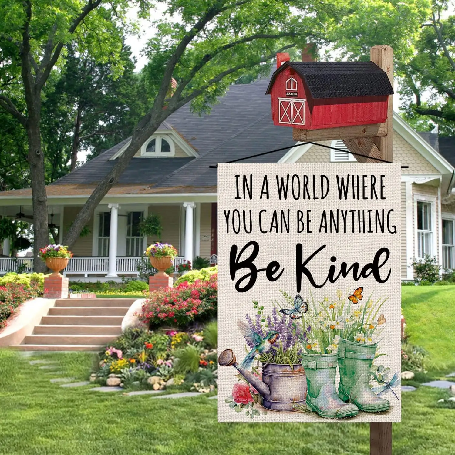 Spring Garden Flag Be Kind Vertical Double Sided Seasonal Inspirational Yard Outdoor Decorations 12.5 x 18 Inch jjp