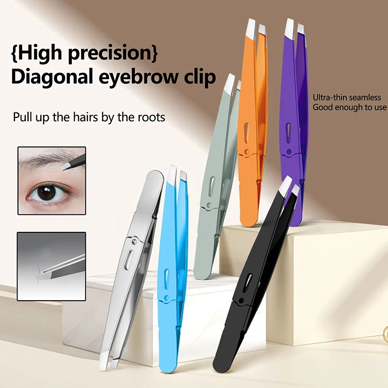 الشعر الناعم مجتذب الفولاذ المقاوم للصدأ مائل العين الحاجب كليب إزالة أدوات ماكياج الحاجب الملقط الملونة الشعر الجمال