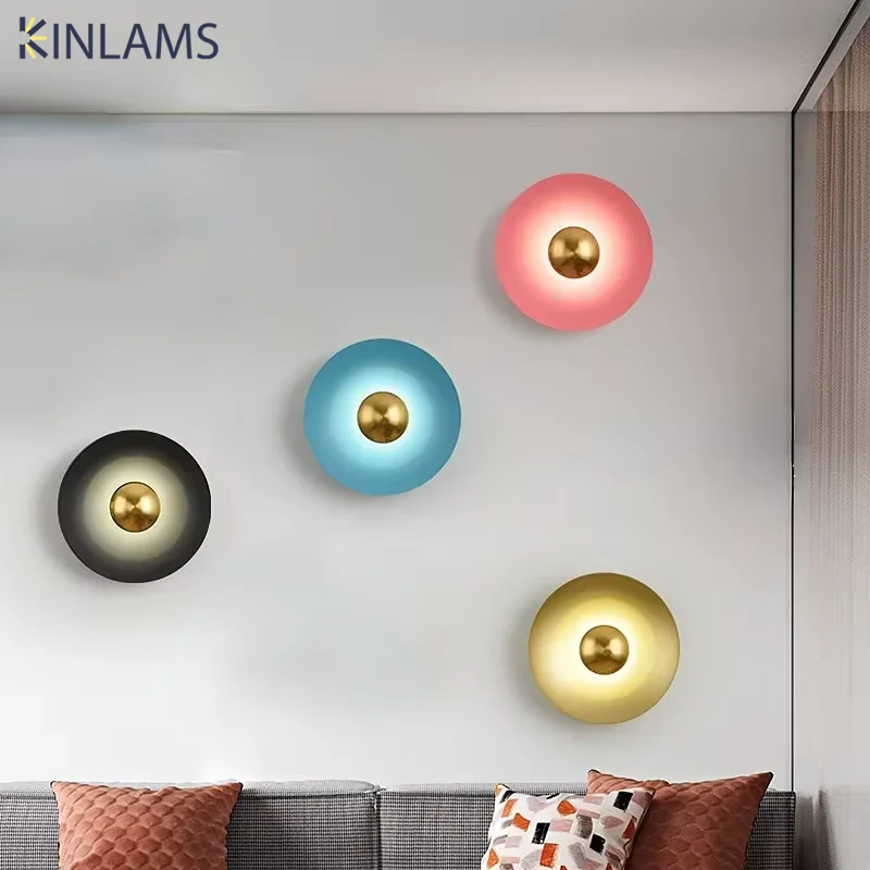 

Up Down Indoor Lighting Gold Sconce Wall Lamp Modern Nordic Circle Wall Light For Living Room Bedroom Bedside Foyer Corridor