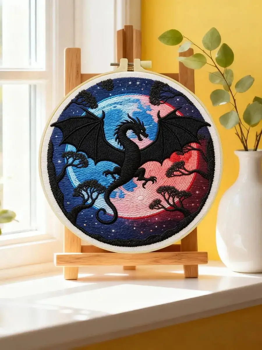 1 Stück 20X20CM/15X15CM 7,87/6,3 Zoll Tier - Dinosaurier Stickerei Starter-Kit DIY-Kit DIY-Stickerei-Set Handarbeiten Heimdekoration – Detail 6