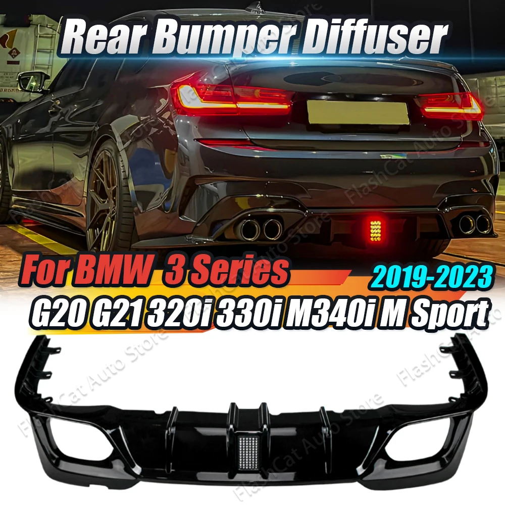 With Light Rear Bumper Lip Splitters CMST Style Diffuser Body Kits For BMW G20 G21 M-Tech 320i 325i 330i M340i M Sport 2019-2023