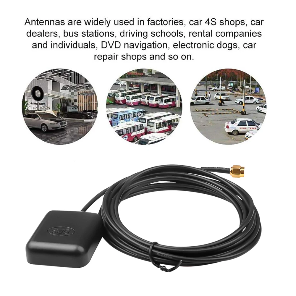 GPS Signal Receiver SMA Connector GPS Aerial Connector 3 Meters Cable Car GPS Antenna Receiver for Car Navigation Camera Player