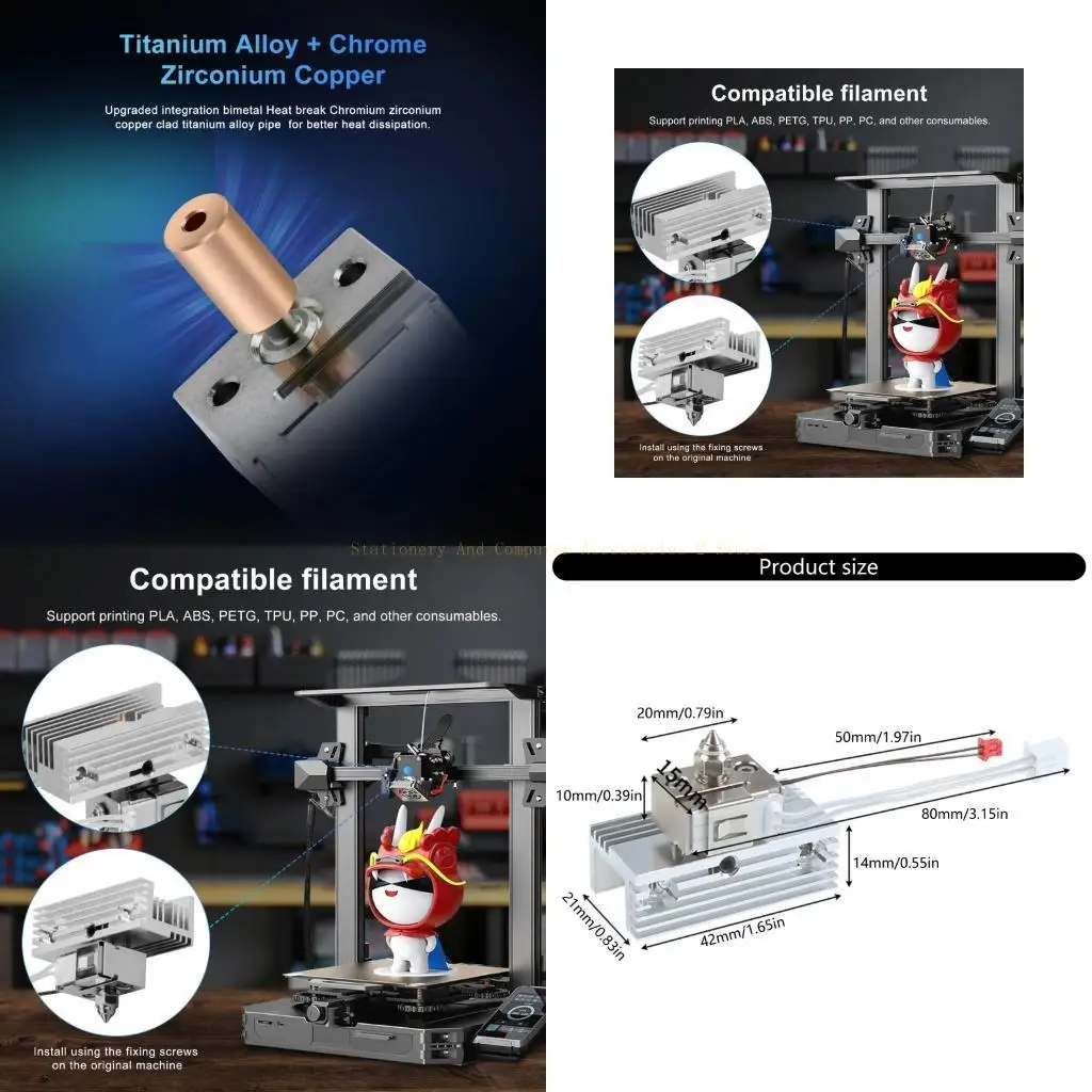 

Precise 0.4mm Nozzle and Extruder Heatbreak for Ender 3 S1 Printer Hot end