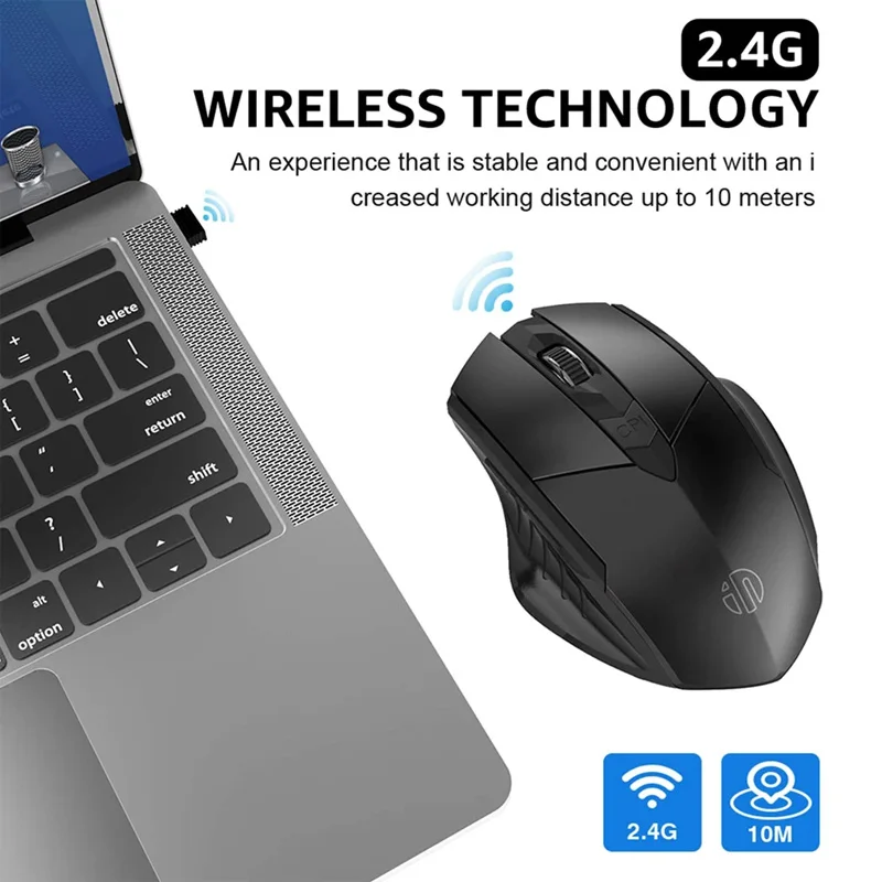 Inphic Rechargeable Wireless Mouse Ergonomic Bluetooth 5.0 2.4G Mice Office Mute Mouse For MacBook Tablet Laptops Computer PC