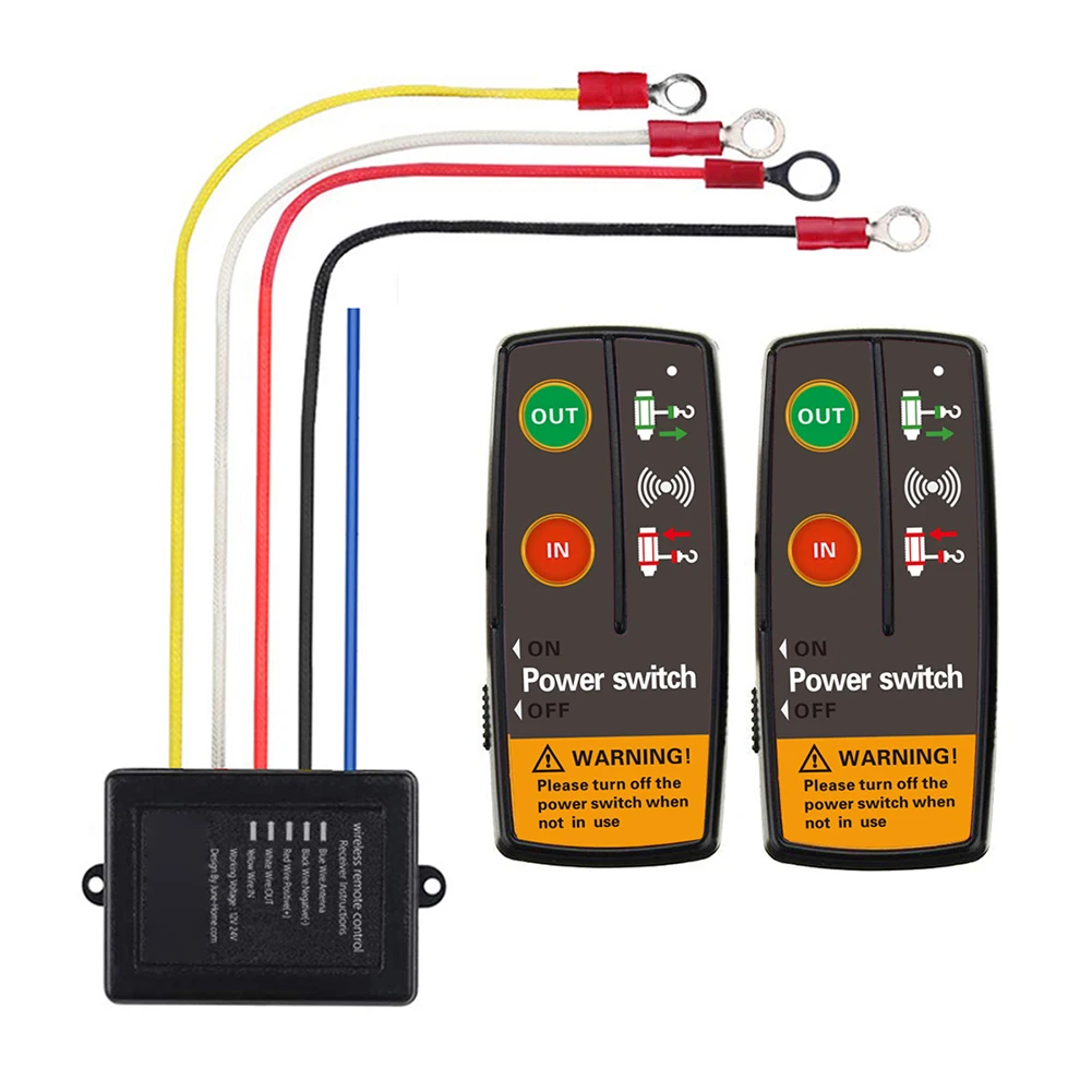 1pc 12V 24V Electric Winch Switch Controller Wireless Dual Remote Control For Automatic Winches 4WD ATVs Off-road Vehicles