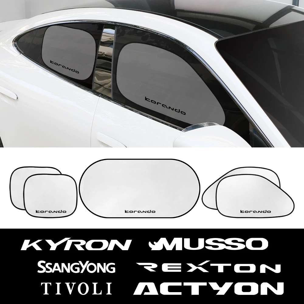 5PCS Car Window Sunshade Cover Folded Sunshield Auto Interior Accessories For Ssangyong Korando Kyron Musso Rexton Tivoli Actyon