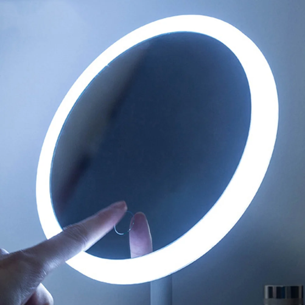 

Elegant LED Desktop Mirror Rechargeable USB Charging Three Color Light White Practical Storage Tray Design for Daily Use