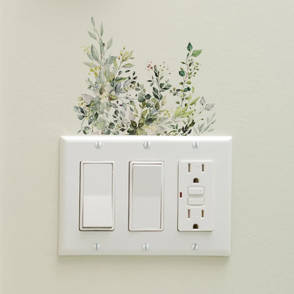 New flower green plant switch wall stickers bedroom living room decoration beautification wall stickers sell well