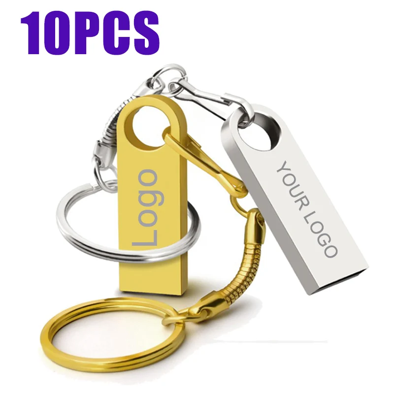 10Pcs/lot Metal USB Flash Drive 4GB 8GB Pen Drive 16GB 32GB cle USB Stick 2.0 UDP Memory Flash Drive 64GB 128GB Free custom logo