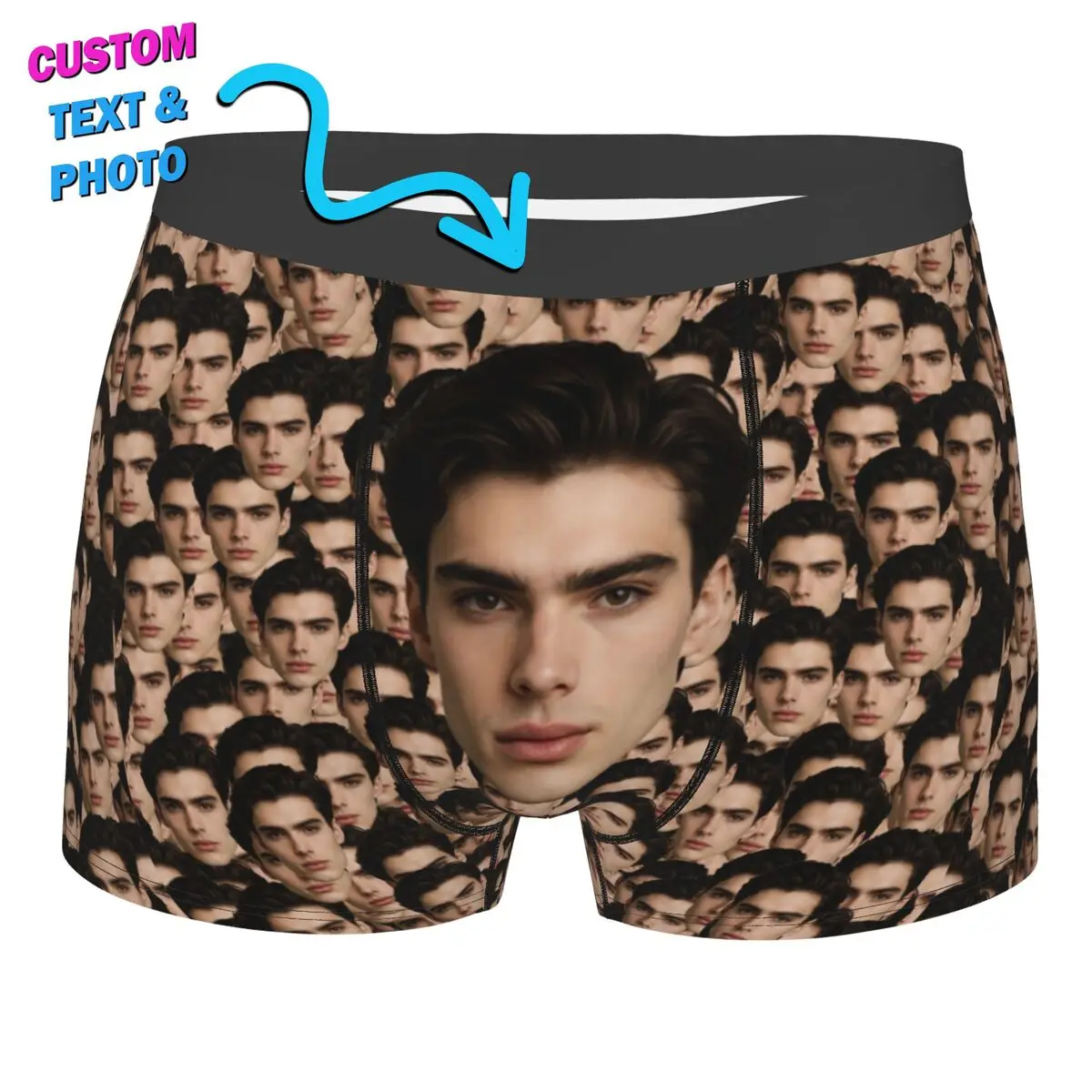 

Customized Personalized Face Photo Underwear Male Printed Valentine's Day Gift Boxer Shorts Panties Briefs Breathable Underpants