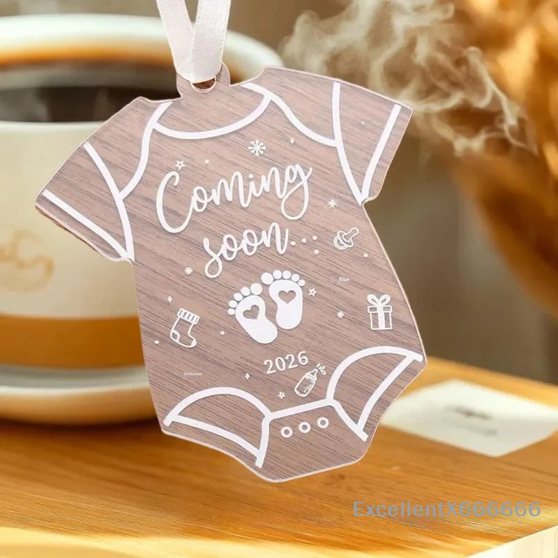 Voetafdrukken Decor "Coming Soon" - 2026 Transparant acryl hangend ornament voor babyborrels