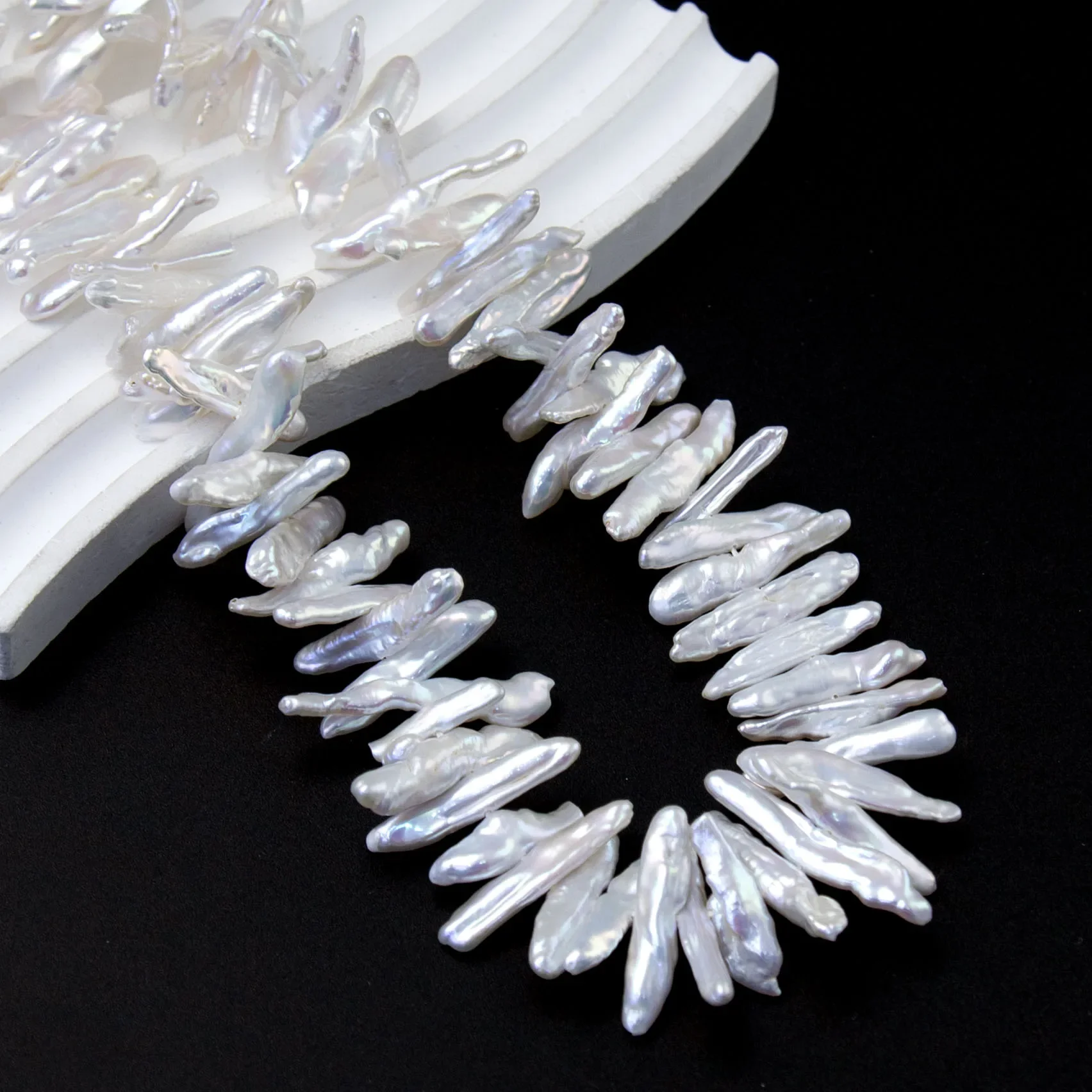 Самые продаваемые бусины из натурального пресноводного жемчуга Biwa White для изготовления ювелирных изделий DIY ожерелье серьги браслет 5-7x22-27 мм