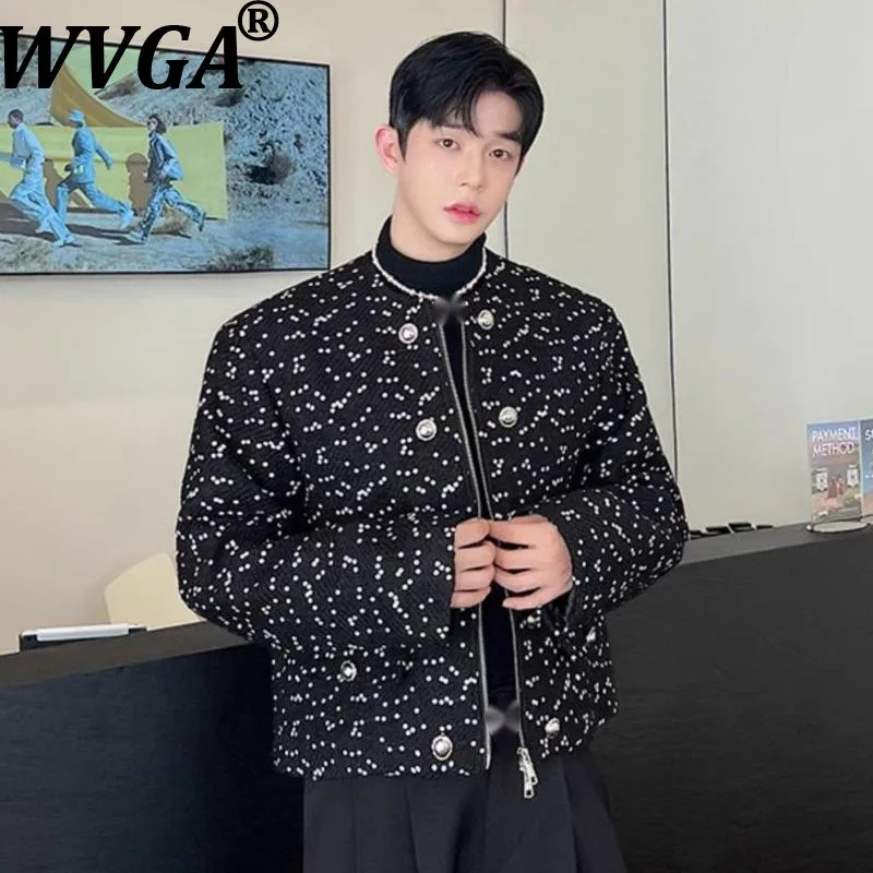 

WVGA Spring Autumn New Man Tide Korean Style Diamond Trendy Short Jacket Niche Chic Casual O-Neck Coats Ins W15119