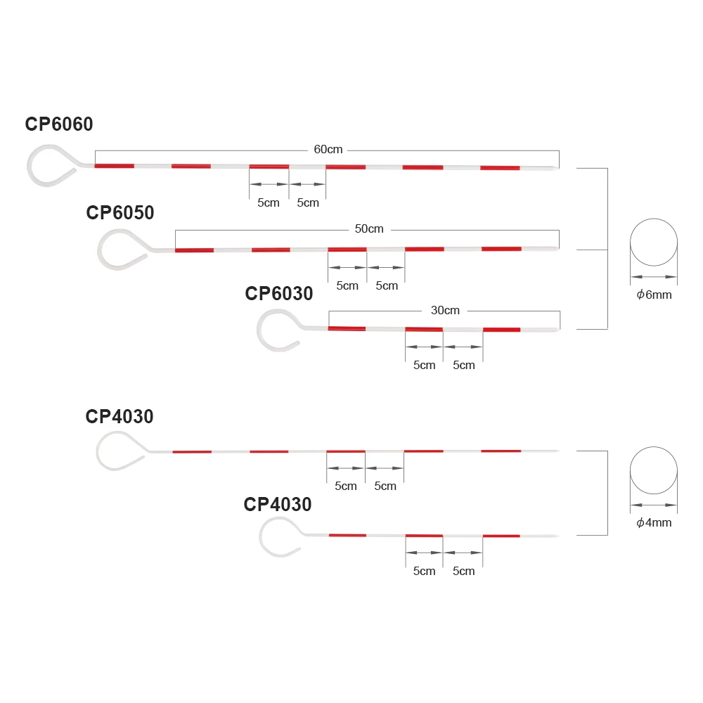 다양한 크기의 측량용 철제 체인 폴 핀 폴