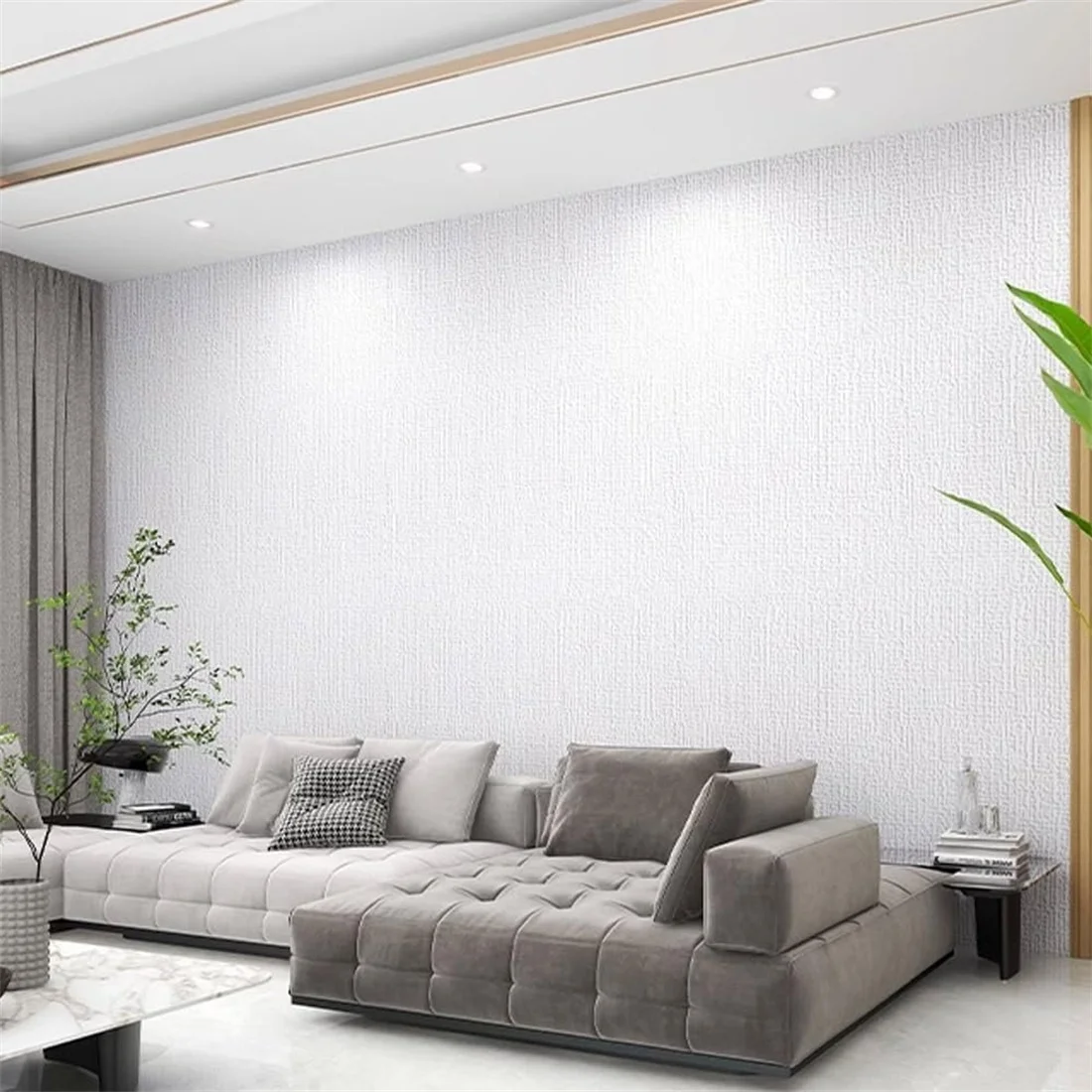 50cmx5m Linen Wallpaper Self-adhesive Waterproof Removable Wallpaper for Bedroom Livingroom Wall Stickers Home Decoration