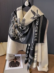 2024 Latest Design Winter Two-Sided Jacquard Cashmere Scarves High Quality Women Thicken Wrap Shawl Ladies Wool Pashmina Scarf