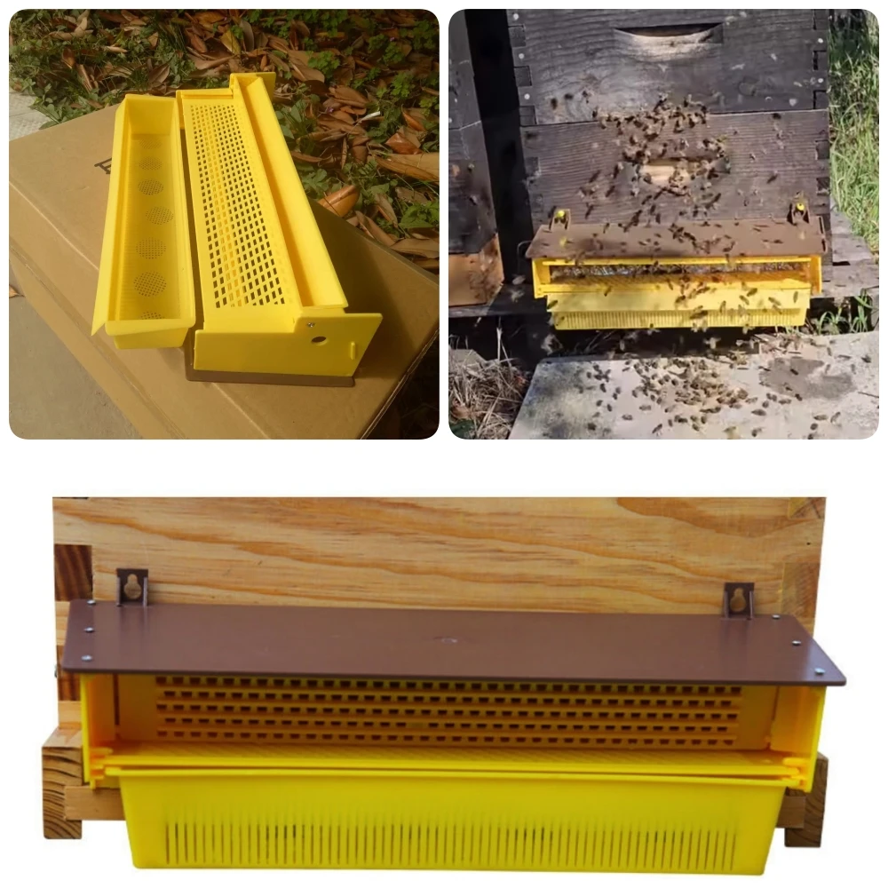 Plastic Pollen Collector Bee Pollen Trap with Removable Ventilated Pollen Tray Beekeeping Tool Beehive Entrance 40x14x10cm 1Pc