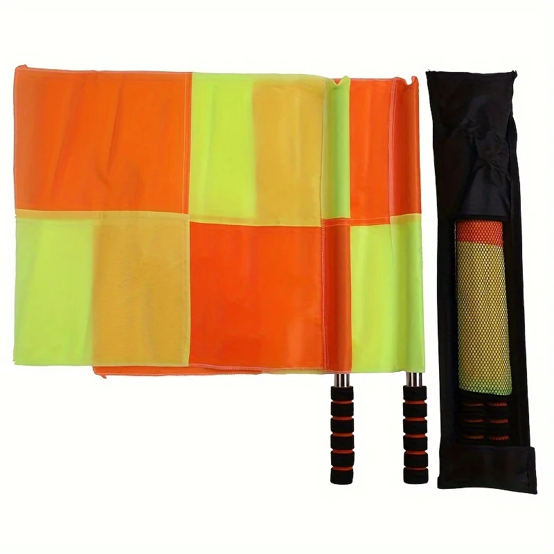 Banderas de árbitro de fútbol, banderas de señal duraderas con diseño a cuadros, banderas de comando de loco para partido de fútbol, 2 uds.