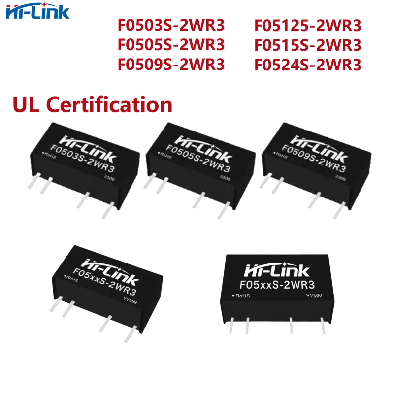 

Hi-Link UL F0505S-2WR3 F0503S-2WR3 F0509S-2WR F0512S-2W 2W 5V to 5V single output step down dcdc isolated switching power module