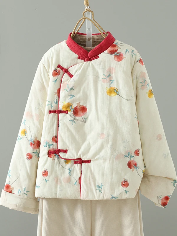 

New Chinese Sle Women's Thiened Cotton Jaet Autumn Winter Retro Design Loose Fit Warm Cotton Coat Small Cotton Padded